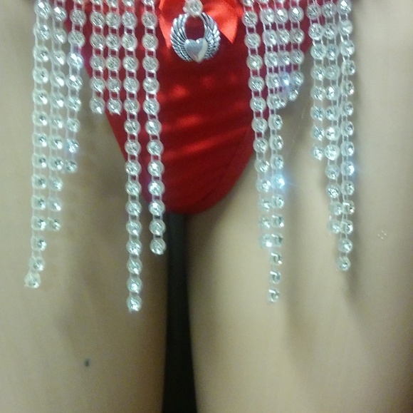 "Queen B-kini" rhinestone tassled g-string set - Picture 3 of 7